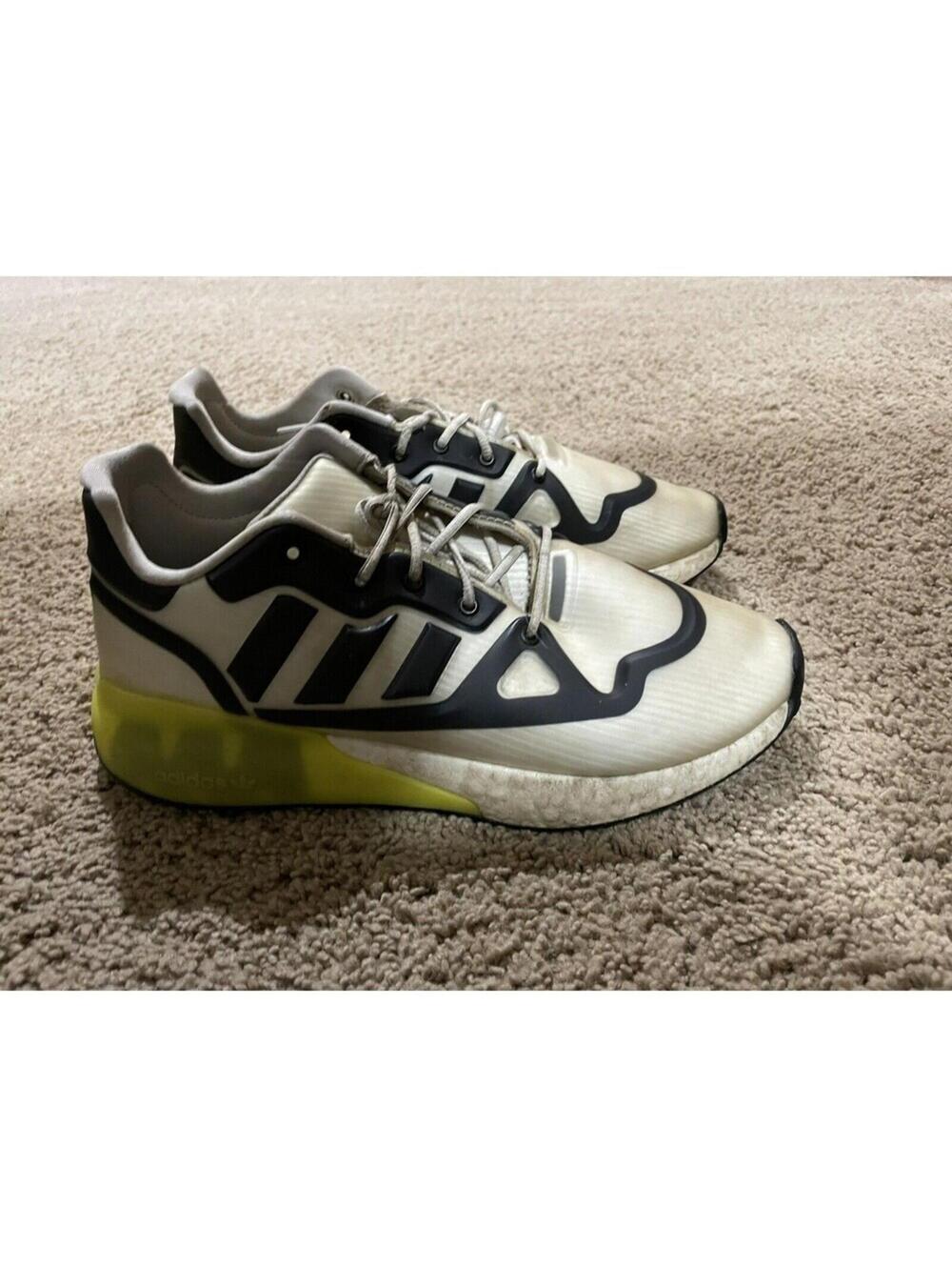 Men's ADIDAS ZX athletic shoes Size 8 White/ neon yellow sneakers